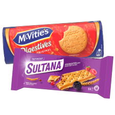 Sultana fruitbiscuit*, havermoutsticks of knappers of McVities Digestive